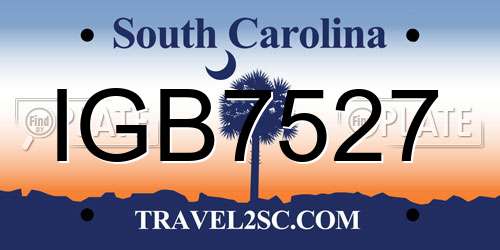 IGB7527 South Carolina License Plate