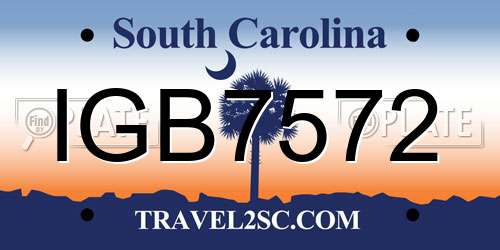 IGB7572 South Carolina License Plate