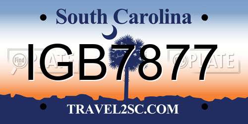 IGB7877 South Carolina License Plate