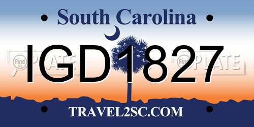IGD1827 South Carolina License Plate