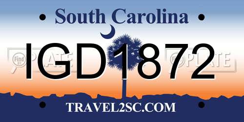 IGD1872 South Carolina License Plate