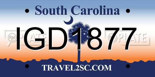 IGD1877 South Carolina License Plate