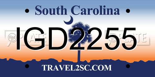 IGD2255 South Carolina License Plate