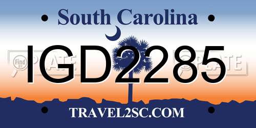 IGD2285 South Carolina License Plate