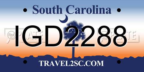 IGD2288 South Carolina License Plate