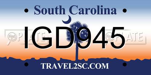 IGD945 South Carolina License Plate