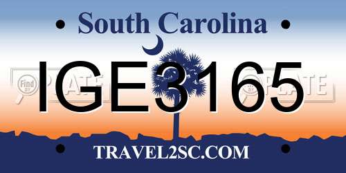 IGE3165 South Carolina License Plate
