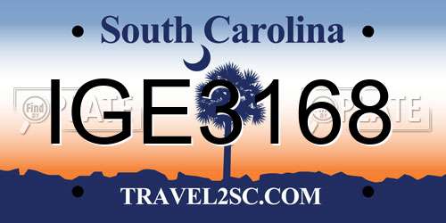 IGE3168 South Carolina License Plate