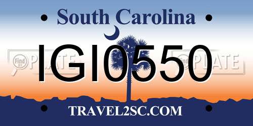 IGI0550 South Carolina License Plate