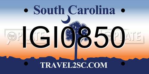 IGI0850 South Carolina License Plate