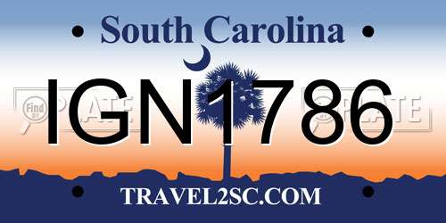 IGN1786 South Carolina License Plate