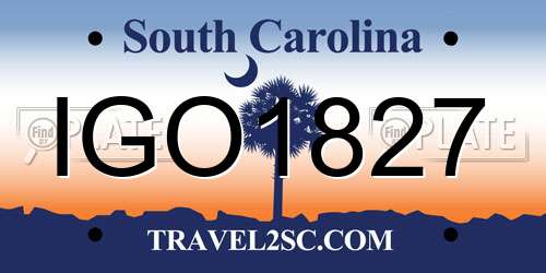 IGO1827 South Carolina License Plate