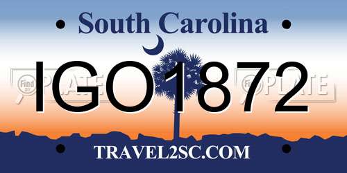 IGO1872 South Carolina License Plate