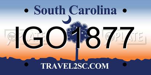IGO1877 South Carolina License Plate