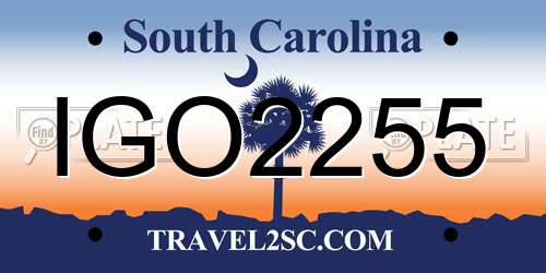 IGO2255 South Carolina License Plate