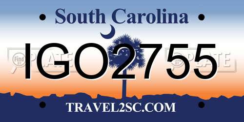 IGO2755 South Carolina License Plate