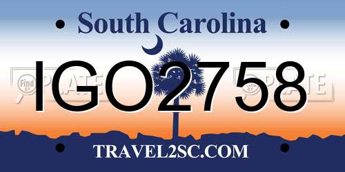 IGO2758 South Carolina License Plate