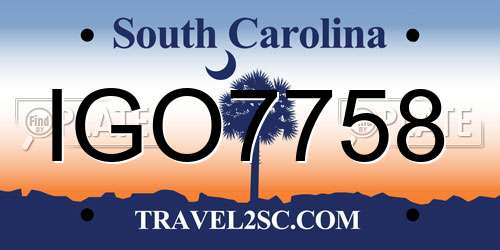 IGO7758 South Carolina License Plate