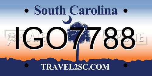 IGO7788 South Carolina License Plate