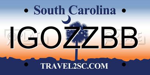 IGOZZBB South Carolina License Plate