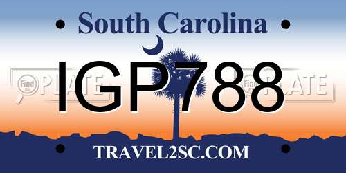 IGP788 South Carolina License Plate