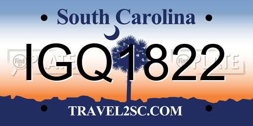 IGQ1822 South Carolina License Plate