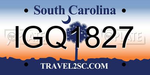 IGQ1827 South Carolina License Plate