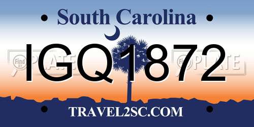 IGQ1872 South Carolina License Plate
