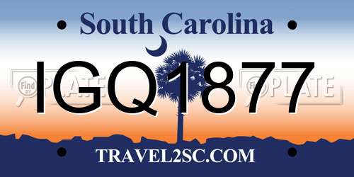 IGQ1877 South Carolina License Plate