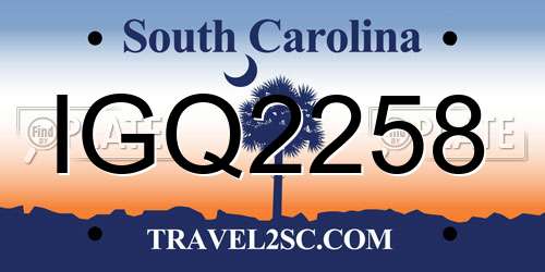IGQ2258 South Carolina License Plate