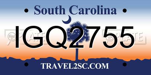 IGQ2755 South Carolina License Plate