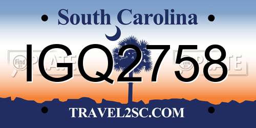 IGQ2758 South Carolina License Plate