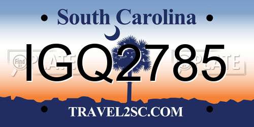 IGQ2785 South Carolina License Plate