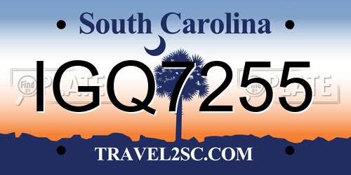 IGQ7255 South Carolina License Plate