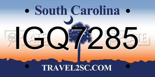 IGQ7285 South Carolina License Plate