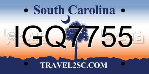 IGQ7755 South Carolina License Plate