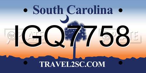 IGQ7758 South Carolina License Plate