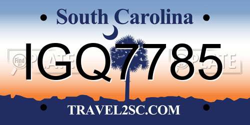 IGQ7785 South Carolina License Plate