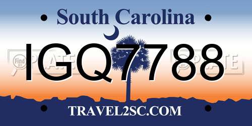IGQ7788 South Carolina License Plate