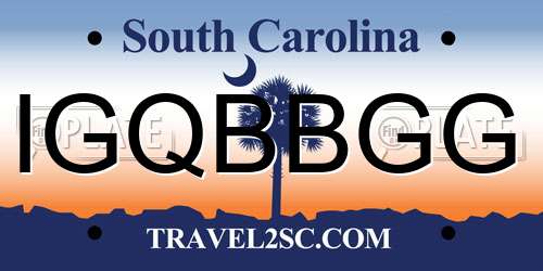 IGQBBGG South Carolina License Plate