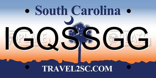 IGQSSGG South Carolina License Plate