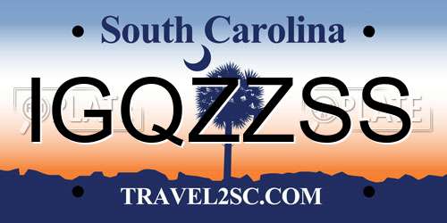 IGQZZSS South Carolina License Plate