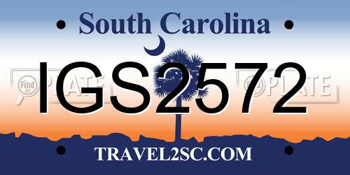 IGS2572 South Carolina License Plate