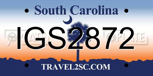 IGS2872 South Carolina License Plate