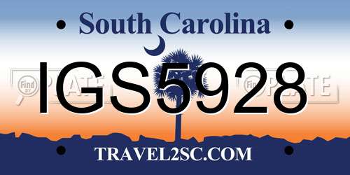 IGS5928 South Carolina License Plate