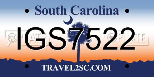IGS7522 South Carolina License Plate