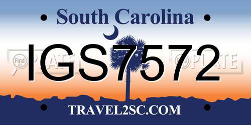 IGS7572 South Carolina License Plate