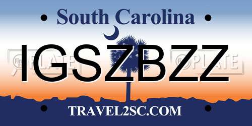 IGSZBZZ South Carolina License Plate