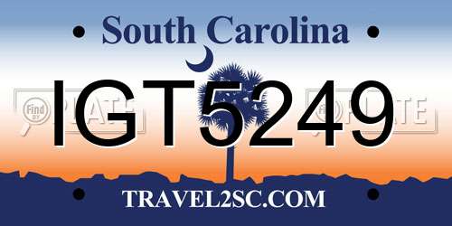 IGT5249 South Carolina License Plate