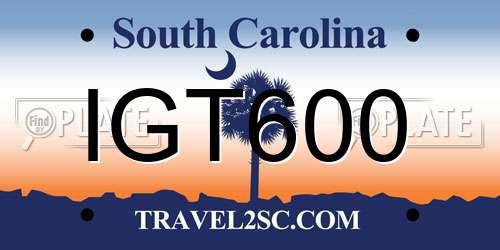 IGT600 South Carolina License Plate